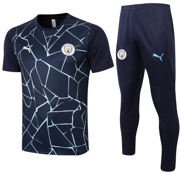 Manchester City Navy Short Sleeve Training Kits 2020/21